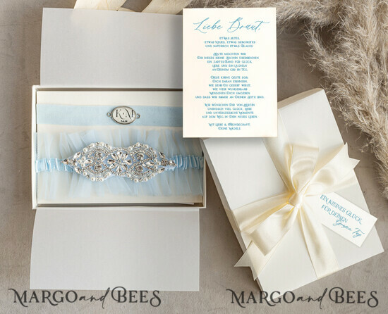 BRIDE bolero, robes, garter Geschenkidee für die Braut Strumpfband Strumpfband Etwas Blaues Geschenk für die Braut von der Trauzeugin JGA 07/TSblau/podDE