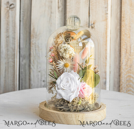 Geschenke zum Muttertag Glaskuppel mit Trockenblumen Glaskuppel mit Trockenblumen & Rose – Geschenkidee zum Muttertag 02/mdk/kdeM