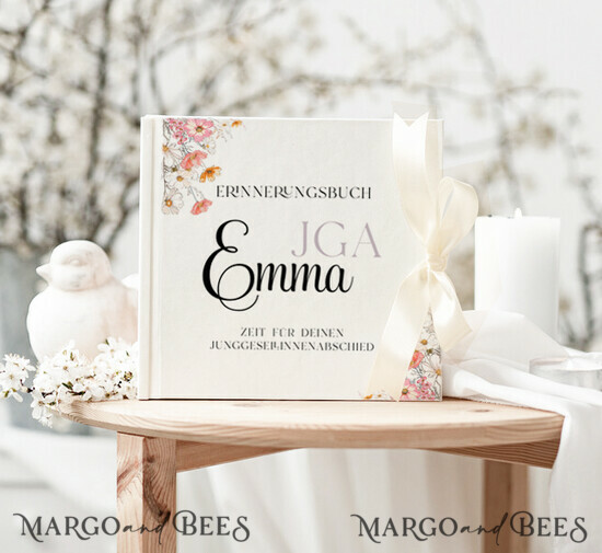 BRIDAL SHOWER INVITATIONS JGA geschenk braut JGA Gästebuch für die Braut – Buch mit Schleife & Fragen an Freundinnen – personalisiert 02/brautJGA/geschenkBraut