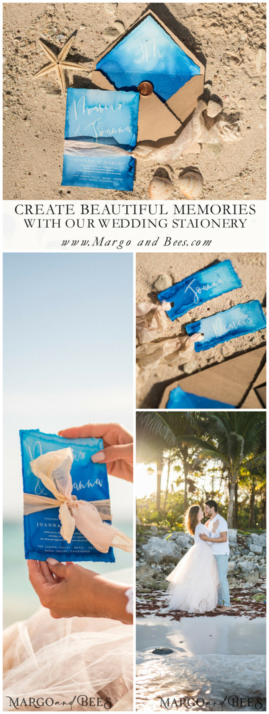 PLACE CARDS / TABLE CARDS Boho Elegance Bold Line Delicate Blue Wedding Place Cards, Watercolor Design Name Tags with Ribbon, Unique Wedding Stationery, Beach Wedding Place Card, Decled-Edge Custom Escort Cards