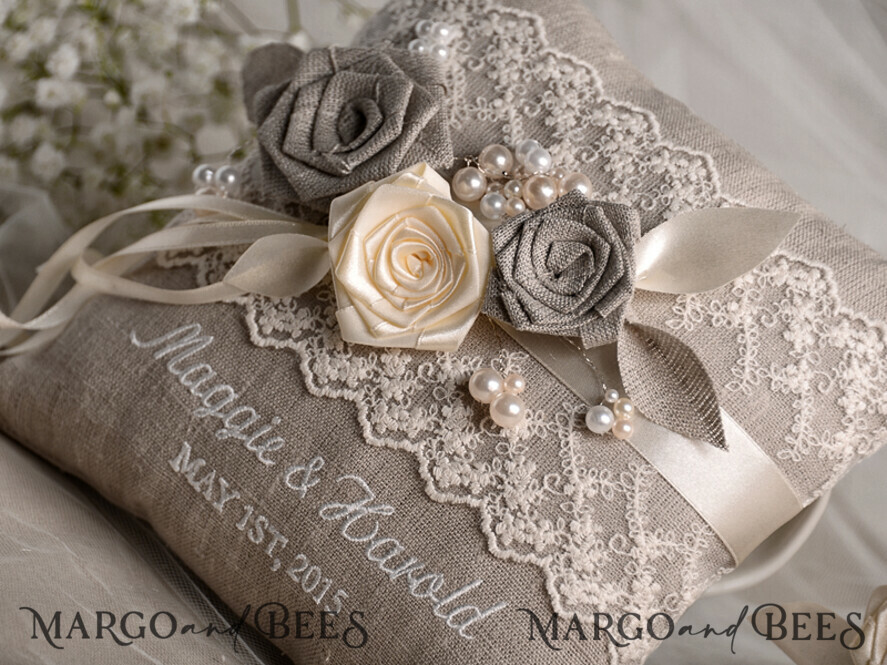 RING BEARER BOXES & PILLOWS Boho Rustic Ring Pillow Boho Vintage Lace Wedding Ring Pillow • Embroidered Ring Bearer Pillow • Ring Bearer Pillow Presonalised