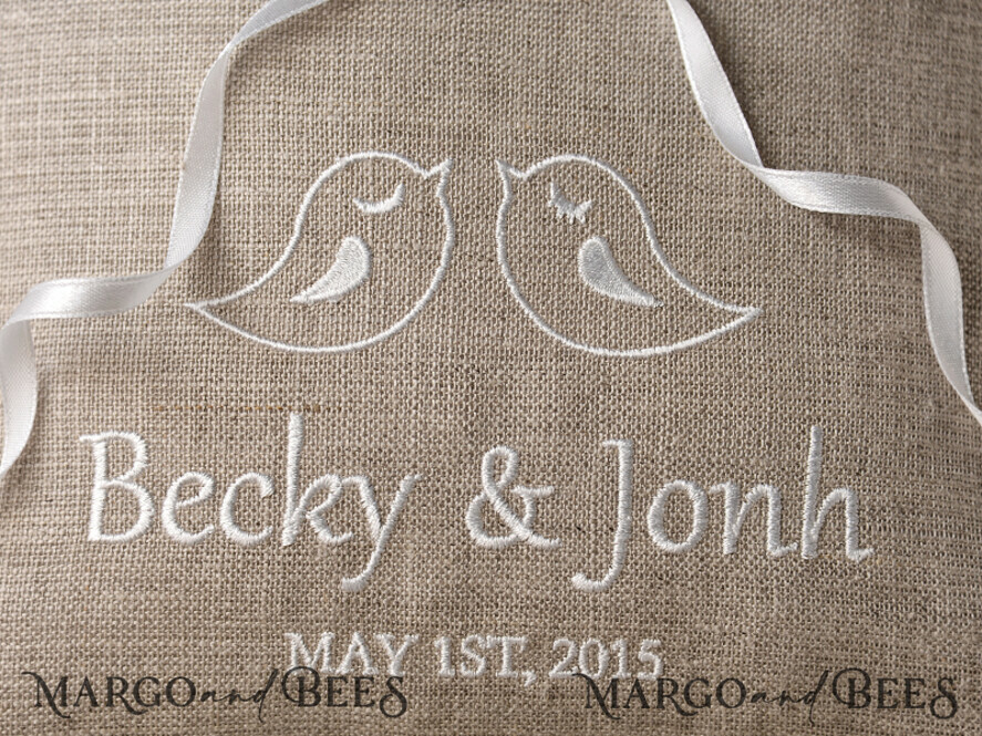 RING BEARER BOXES & PILLOWS Boho Rustic Ring Pillow Handmade Lace Wedding Ring Pillow • Rustic Ring Bearer Pillow • Custom Linen Ring Bearer