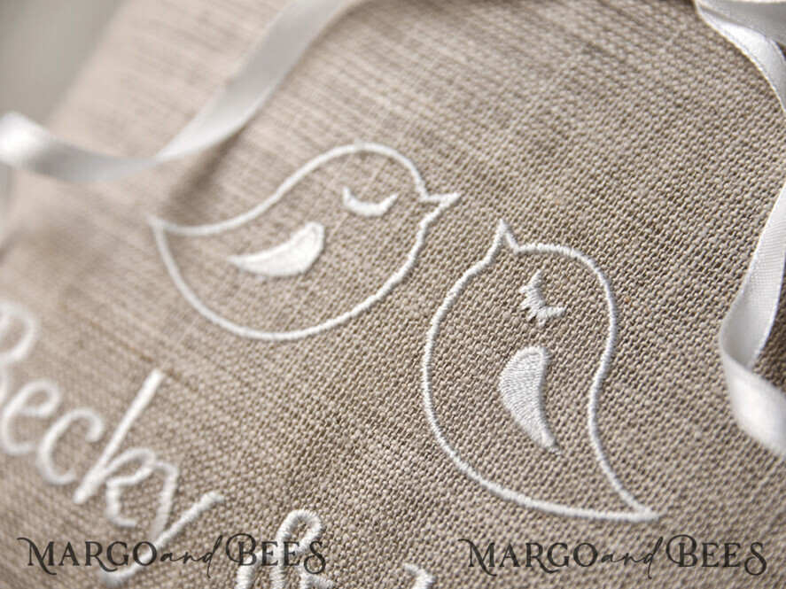 RING BEARER BOXES & PILLOWS Boho Rustic Ring Pillow Handmade Lace Wedding Ring Pillow • Rustic Ring Bearer Pillow • Custom Linen Ring Bearer