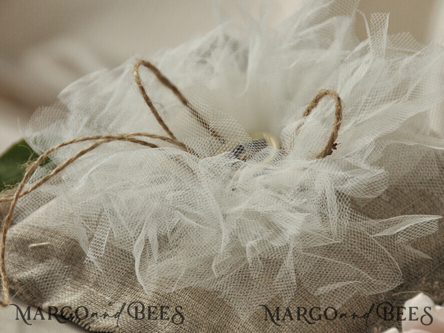 RING BEARER BOXES & PILLOWS Boho Rustic Ring Pillow Vintage wedding Ring Pillow • Custom Linen Ring Bearer Pillow • Boho Linen Ring Bearer
