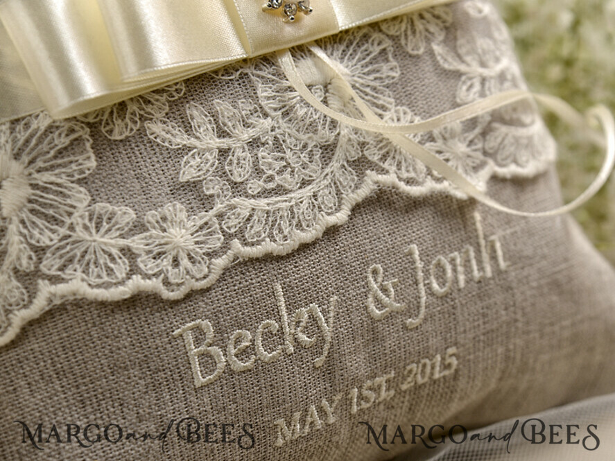 RING BEARER BOXES & PILLOWS Boho Rustic Ring Pillow Boho Vintage Lace Wedding Ring Pillow • Embroidered Ring Bearer Pillow • Ring Bearer Pillow Presonalised