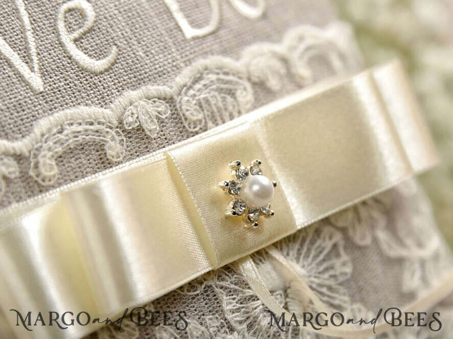 RING BEARER BOXES & PILLOWS Boho Rustic Ring Pillow Boho Vintage Lace Wedding Ring Pillow • Embroidered Ring Bearer Pillow • Ring Bearer Pillow Presonalised