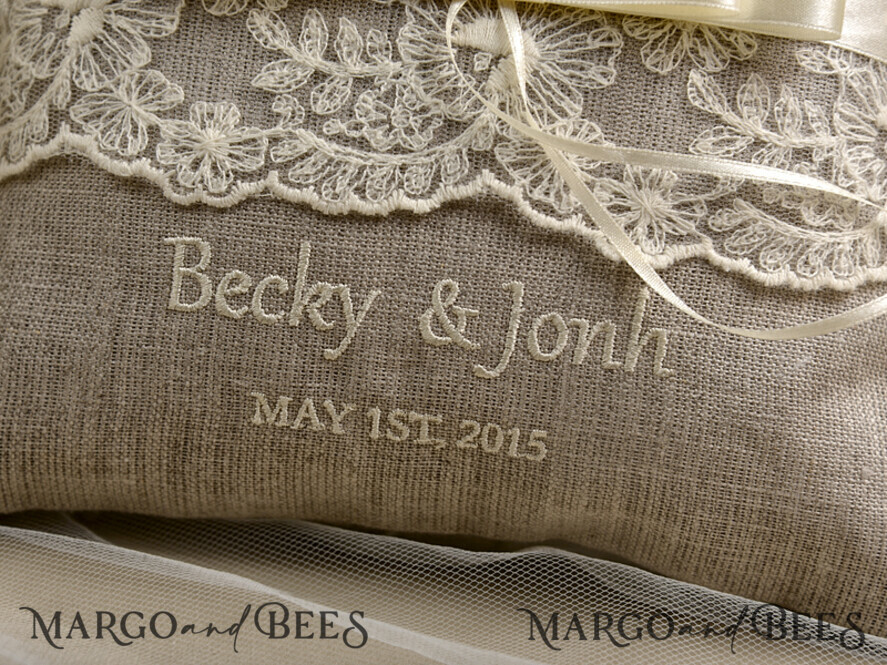 RING BEARER BOXES & PILLOWS Boho Rustic Ring Pillow Boho Vintage Lace Wedding Ring Pillow • Embroidered Ring Bearer Pillow • Ring Bearer Pillow Presonalised