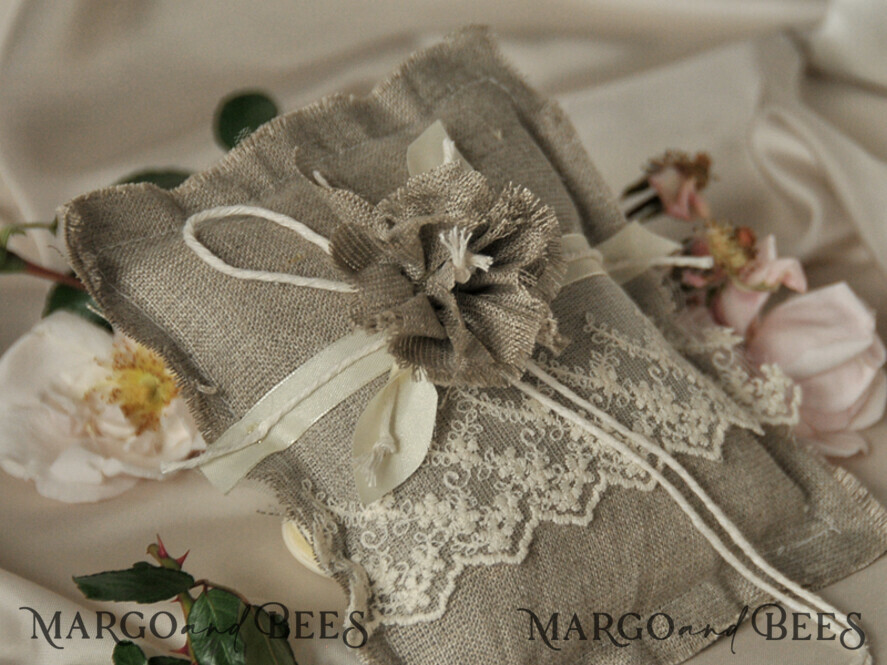 RING BEARER BOXES & PILLOWS Boho Rustic Ring Pillow Boho Linen Wedding Ring Pillow • Presonalised Ring Bearer Pillow • Custom Wedding Ring Bearer