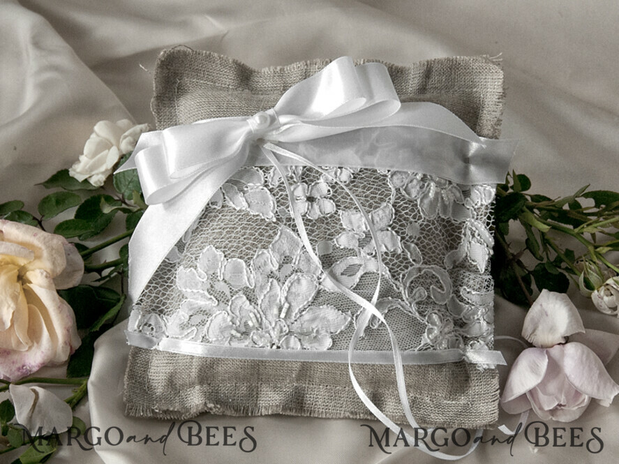 RING BEARER BOXES & PILLOWS Boho Rustic Ring Pillow Personalised Wedding Ring Pillow • Lace Ring Bearer Pillow • Custom Boho Ring Bearer