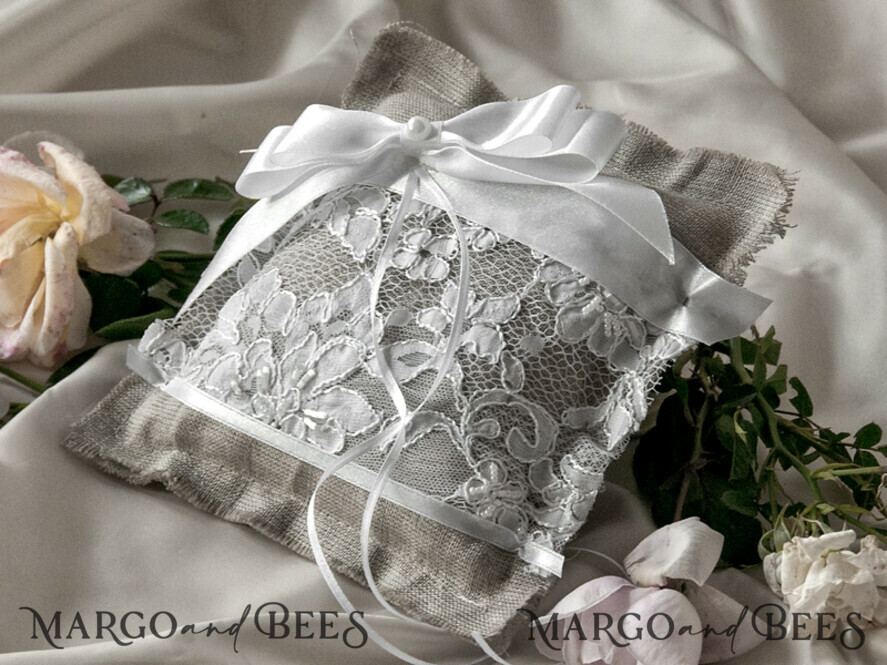 RING BEARER BOXES & PILLOWS Boho Rustic Ring Pillow Personalised Wedding Ring Pillow • Lace Ring Bearer Pillow • Custom Boho Ring Bearer