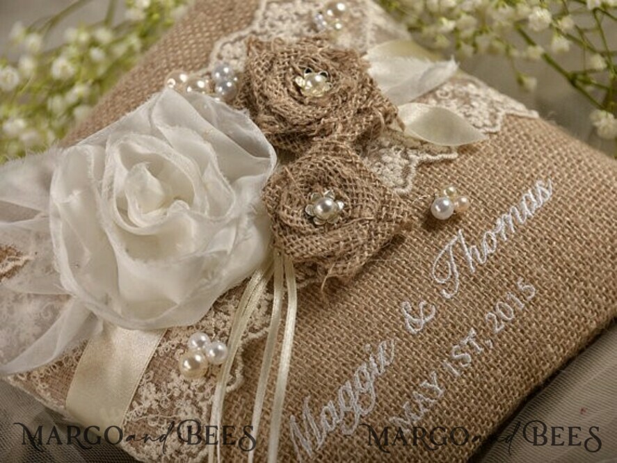 RING BEARER BOXES & PILLOWS Boho Rustic Ring Pillow Boho Vintage Lace Wedding Ring Pillow • Embroidered Ring Bearer Pillow • Rustic Ring Bearer Pillow Presonalised