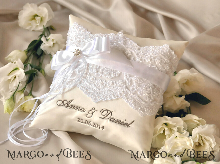 RING BEARER BOXES & PILLOWS Classic Ring Pillows Vintage Lace Wedding Ring Pillow • Embroidered Ring Bearer Pillow • Ring Bearer Pillow Presonalised