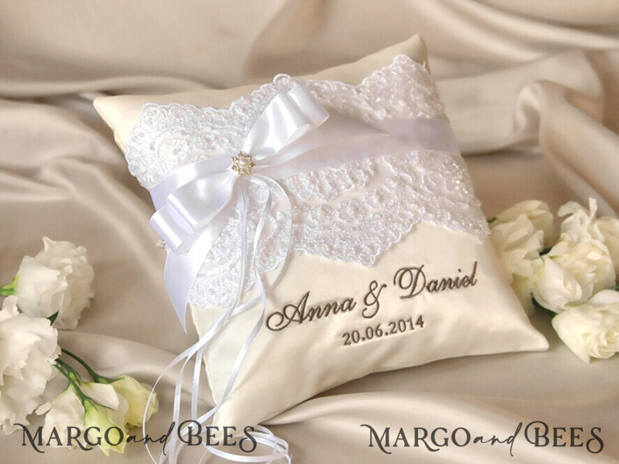 RING BEARER BOXES & PILLOWS Classic Ring Pillows Vintage Lace Wedding Ring Pillow • Embroidered Ring Bearer Pillow • Ring Bearer Pillow Presonalised