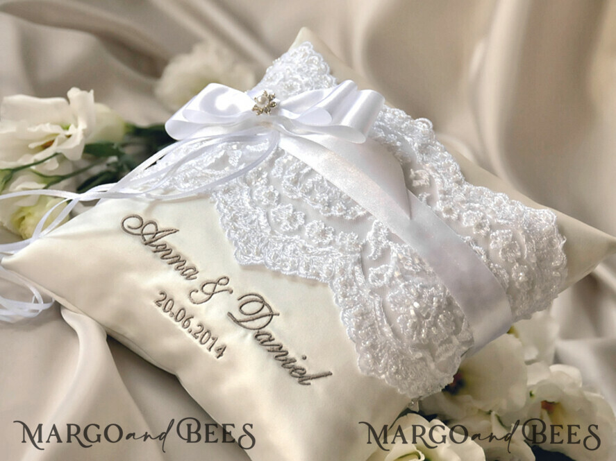 RING BEARER BOXES & PILLOWS Classic Ring Pillows Vintage Lace Wedding Ring Pillow • Embroidered Ring Bearer Pillow • Ring Bearer Pillow Presonalised