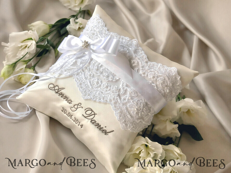 RING BEARER BOXES & PILLOWS Classic Ring Pillows Vintage Lace Wedding Ring Pillow • Embroidered Ring Bearer Pillow • Ring Bearer Pillow Presonalised