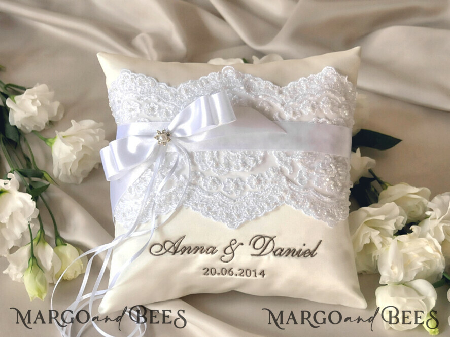 RING BEARER BOXES & PILLOWS Classic Ring Pillows Vintage Lace Wedding Ring Pillow • Embroidered Ring Bearer Pillow • Ring Bearer Pillow Presonalised