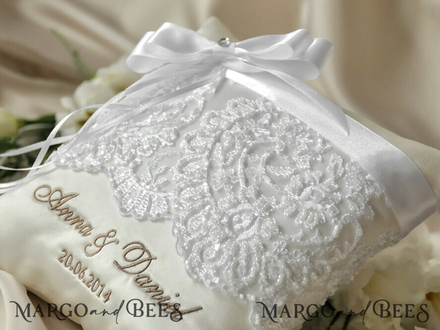 RING BEARER BOXES & PILLOWS Classic Ring Pillows Vintage Lace Wedding Ring Pillow • Embroidered Ring Bearer Pillow • Ring Bearer Pillow Presonalised