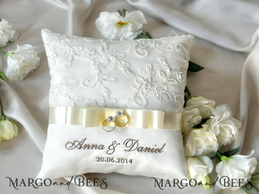 RING BEARER BOXES & PILLOWS Classic Ring Pillows Vintage Lace Wedding Ring Pillow • Embroidered Ring Bearer Pillow • Ring Bearer Pillow Presonalised
