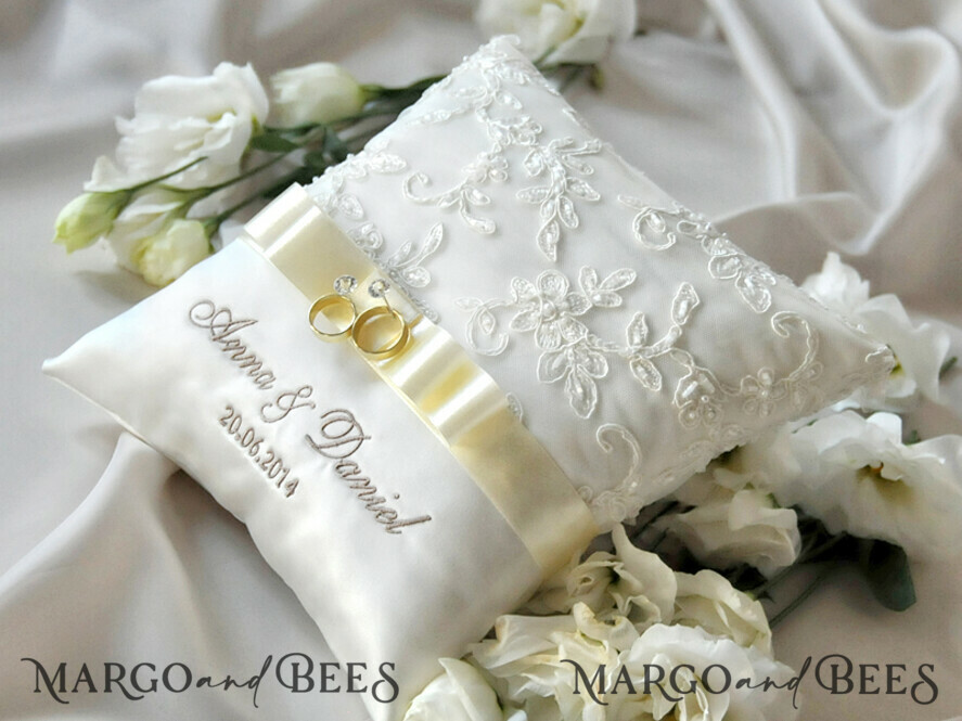 RING BEARER BOXES & PILLOWS Classic Ring Pillows Vintage Lace Wedding Ring Pillow • Embroidered Ring Bearer Pillow • Ring Bearer Pillow Presonalised
