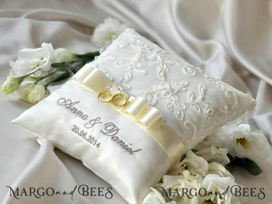 RING BEARER BOXES & PILLOWS Classic Ring Pillows Vintage Lace Wedding Ring Pillow • Embroidered Ring Bearer Pillow • Ring Bearer Pillow Presonalised