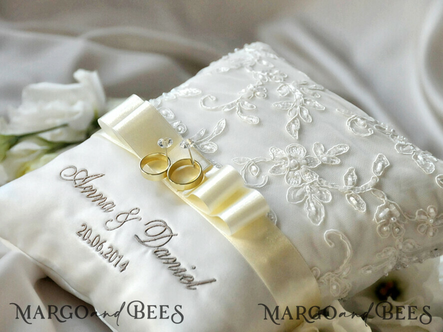 RING BEARER BOXES & PILLOWS Classic Ring Pillows Vintage Lace Wedding Ring Pillow • Embroidered Ring Bearer Pillow • Ring Bearer Pillow Presonalised