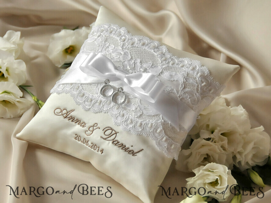 RING BEARER BOXES & PILLOWS Classic Ring Pillows Custom Wedding Ring Pillow • Embroidered Ring Bearer Pillow • Handmade Ring Bearer Pillow