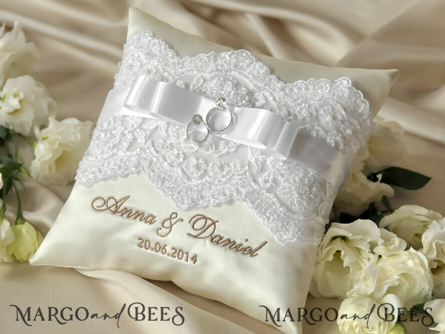 RING BEARER BOXES & PILLOWS Classic Ring Pillows Handmade Lace Wedding Ring Pillow • Vintage Ring Bearer Pillow • Custom Glamour Ring Bearer
