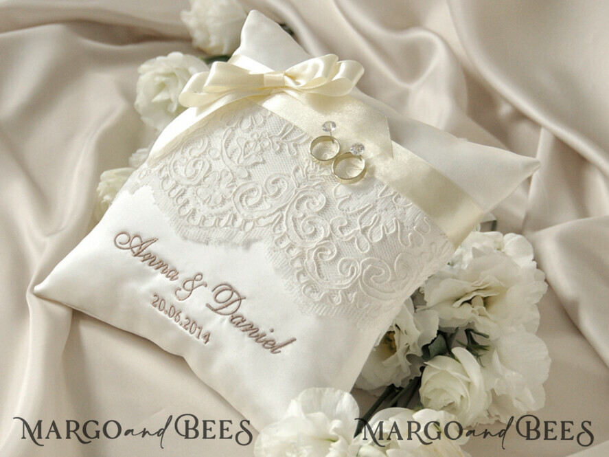 Personalised wedding box his and hers, Custom Wedding Ring Pillow • Embroidered Ring Bearer Pillow • Handmade Ring Bearer Pillow
