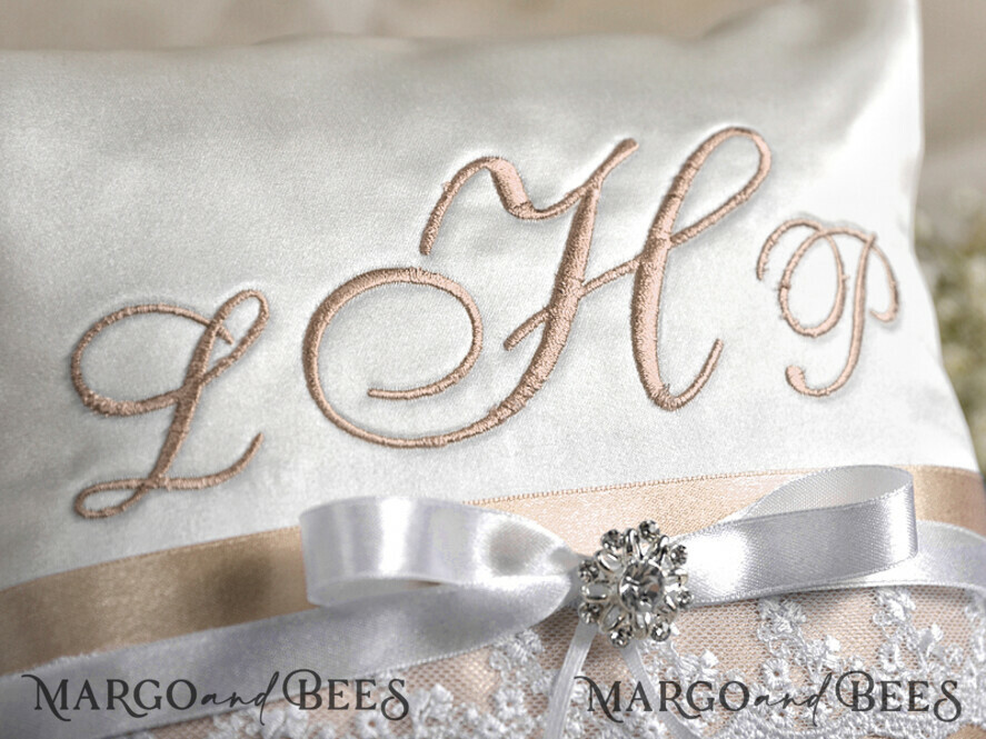 RING BEARER BOXES & PILLOWS elegance ring pillows Classic Wedding Ring Pillow • Embroidered Ring Bearer Pillow • Ring Bearer Pillow Presonalised