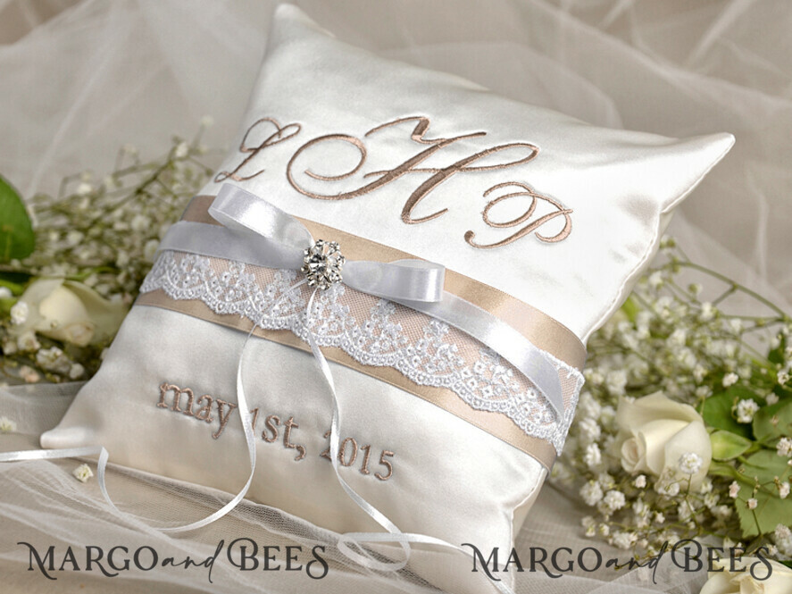 RING BEARER BOXES & PILLOWS elegance ring pillows Classic Wedding Ring Pillow • Embroidered Ring Bearer Pillow • Ring Bearer Pillow Presonalised