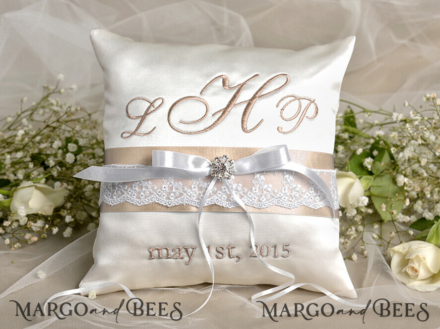 RING BEARER BOXES & PILLOWS elegance ring pillows Classic Wedding Ring Pillow • Embroidered Ring Bearer Pillow • Ring Bearer Pillow Presonalised