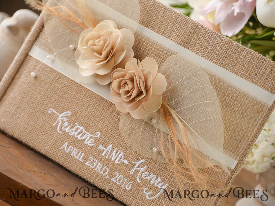Preonalised wedding Guestbook, Rustic Instant Photo Book Burlap Instax Wedding Photo Guestbook