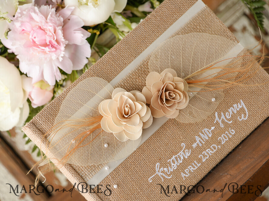 Preonalised wedding Guestbook, Rustic Instant Photo Book Burlap Instax Wedding Photo Guestbook