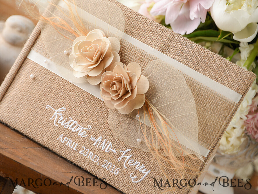 Preonalised wedding Guestbook, Rustic Instant Photo Book Burlap Instax Wedding Photo Guestbook