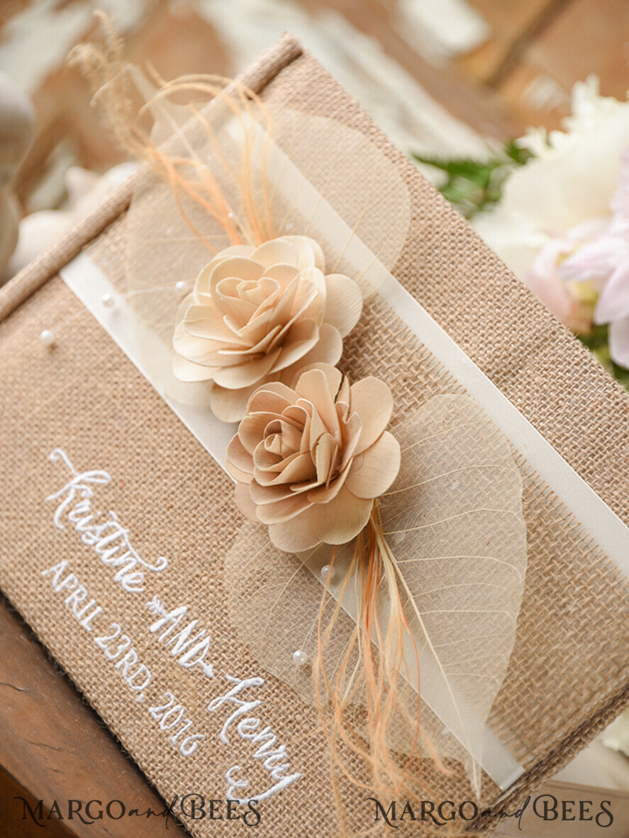 Preonalised wedding Guestbook, Rustic Instant Photo Book Burlap Instax Wedding Photo Guestbook