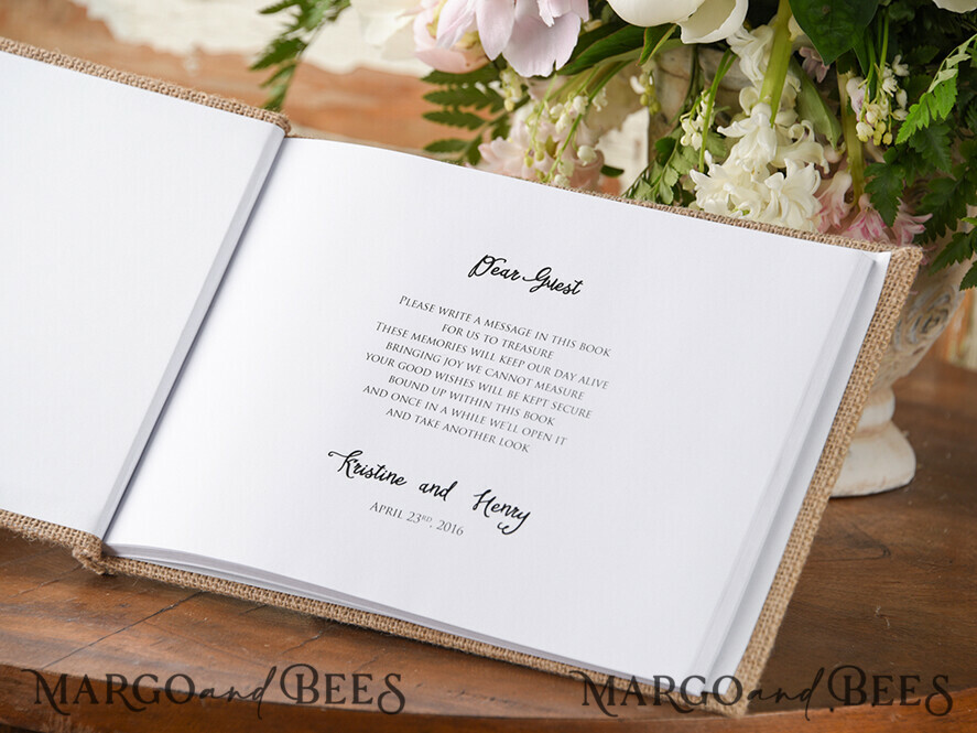 Preonalised wedding Guestbook, Rustic Instant Photo Book Burlap Instax Wedding Photo Guestbook