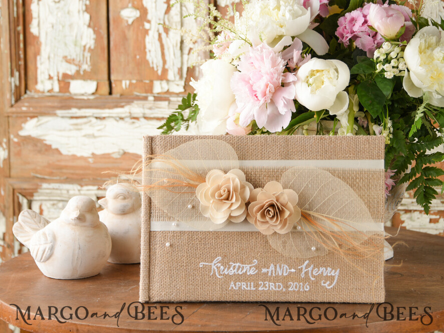 Preonalised wedding Guestbook, Rustic Instant Photo Book Burlap Instax Wedding Photo Guestbook