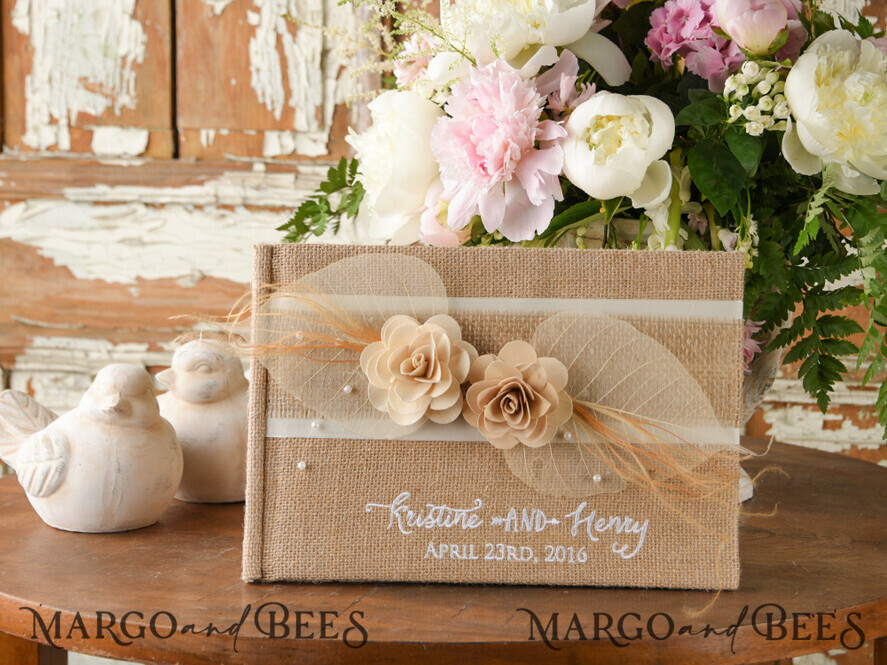 Preonalised wedding Guestbook, Rustic Instant Photo Book Burlap Instax Wedding Photo Guestbook
