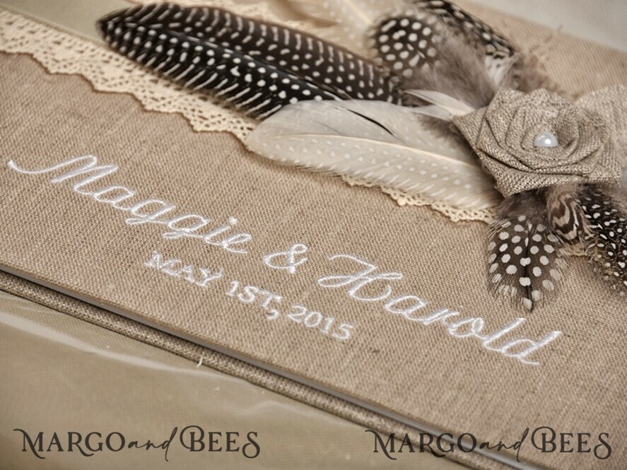 WEDDING GUEST BOOKS Rustic Burlap Linen PhotoBook Presonalised Wedding Guest Book, Vintage Rustic Instant Photo Book Boho Burlap Instax Wedding Photo Guestbook