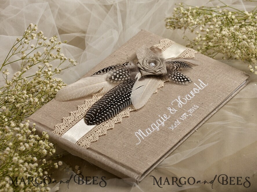 WEDDING GUEST BOOKS Rustic Burlap Linen PhotoBook Presonalised Wedding Guest Book, Vintage Rustic Instant Photo Book Boho Burlap Instax Wedding Photo Guestbook