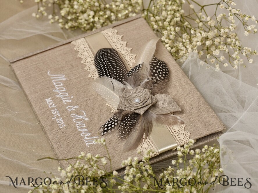 WEDDING GUEST BOOKS Rustic Burlap Linen PhotoBook Presonalised Wedding Guest Book, Vintage Rustic Instant Photo Book Boho Burlap Instax Wedding Photo Guestbook