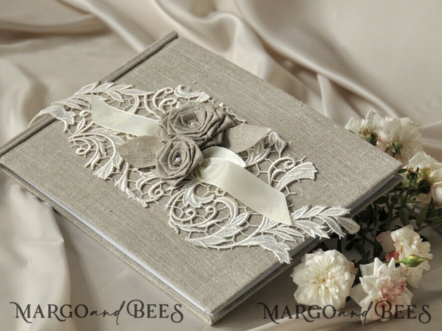 Presonalised Wedding Guest Book, Rustic Instant Photo Book Burlap Instax Wedding Photo Guestbook