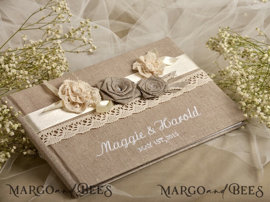 Wedding guestbook for polaroids, Rustic Instant Photo Book Burlap Instax Wedding Photo Guestbook
