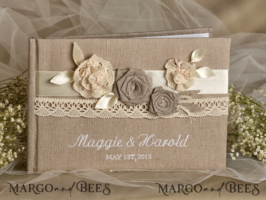Wedding guestbook for polaroids, Rustic Instant Photo Book Burlap Instax Wedding Photo Guestbook