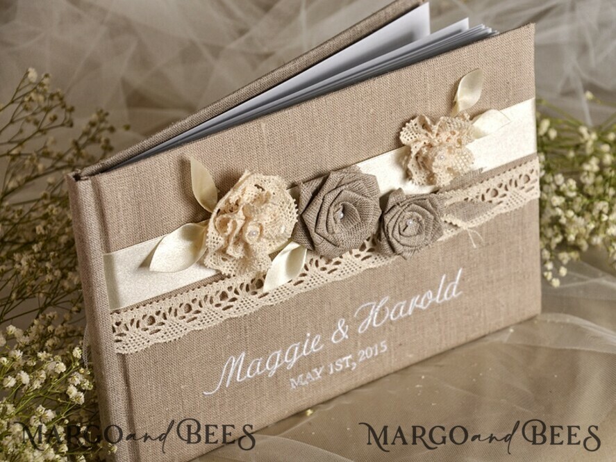 Wedding guestbook for polaroids, Rustic Instant Photo Book Burlap Instax Wedding Photo Guestbook
