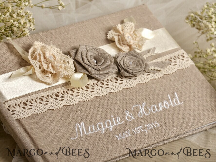 Wedding guestbook for polaroids, Rustic Instant Photo Book Burlap Instax Wedding Photo Guestbook
