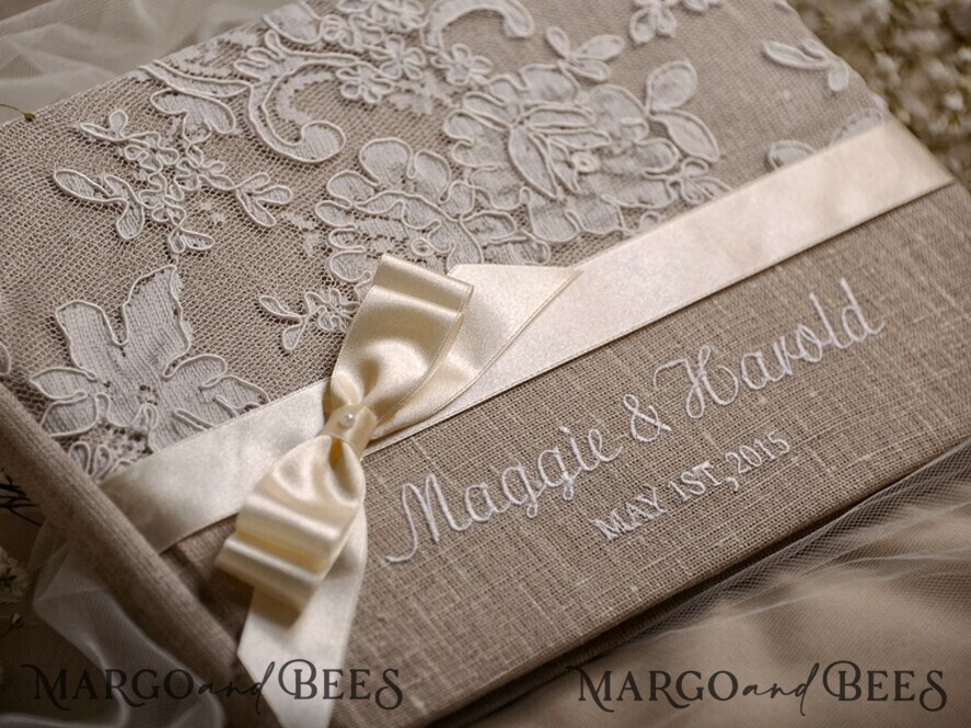 Preonalised wedding Guestbook, Rustic Instant Photo Book Burlap Instax Wedding Photo Guestbook