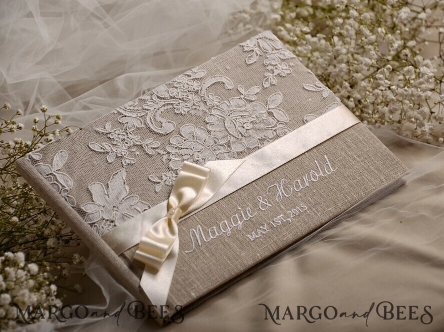 Preonalised wedding Guestbook, Rustic Instant Photo Book Burlap Instax Wedding Photo Guestbook
