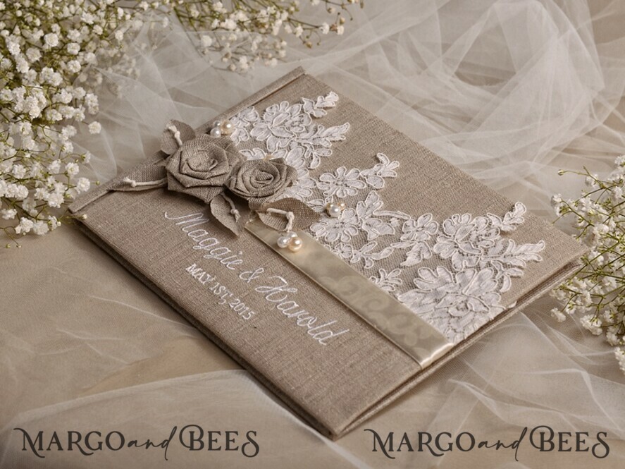 WEDDING GUEST BOOKS Rustic Burlap Linen PhotoBook Luxury Wedding Guest Book, Burlap Vintage Wedding Album Rustic Linen Photo Booth Book