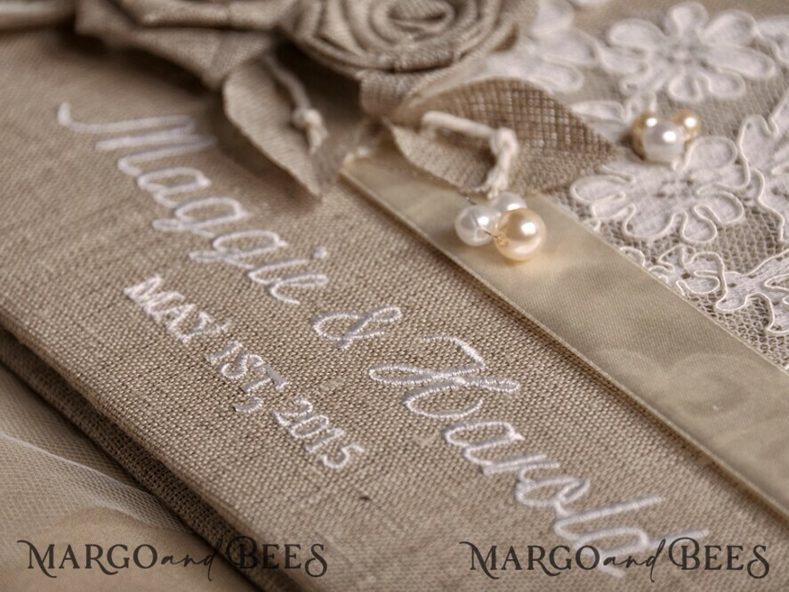 WEDDING GUEST BOOKS Rustic Burlap Linen PhotoBook Luxury Wedding Guest Book, Burlap Vintage Wedding Album Rustic Linen Photo Booth Book